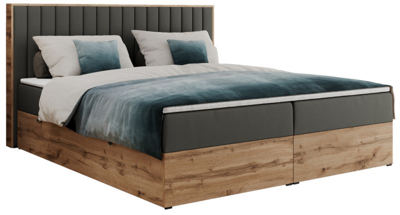 Łóżko kontynentalne MKS Meble ALBERO 4 120x200 H3 Szary ecoskóra 1szt.