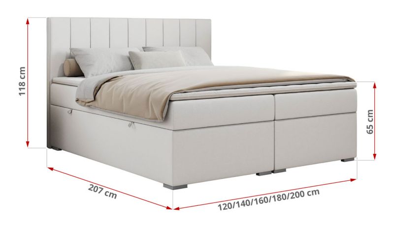Łóżko kontynentalne MKS Meble ALLY 180x200 H3 biały ekoskóra 1szt.