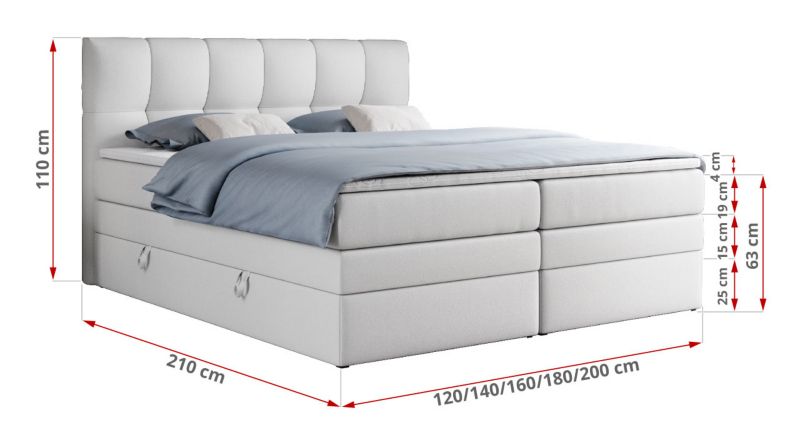 Łóżko kontynentalne MKS Meble ALVIN KING 160x200 H4 Biały ecoskóra 1szt.