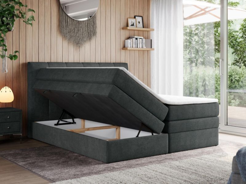 Łóżko kontynentalne MKS Meble ALVIN KING 180x200 H3 Ciemnoszary struktura 1szt.