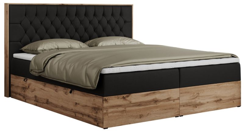 Łóżko kontynentalne MKS Meble AMORE 140x200 H3 czarny ekoskóra 1szt.