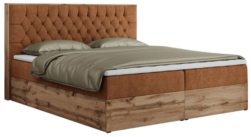 Łóżko kontynentalne MKS Meble AMORE 160x200 H3 pomarańczowy struktura 1szt.