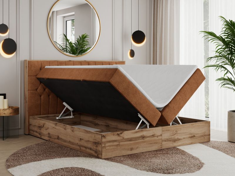 Łóżko kontynentalne MKS Meble AMORE 160x200 H3 pomarańczowy struktura 1szt.