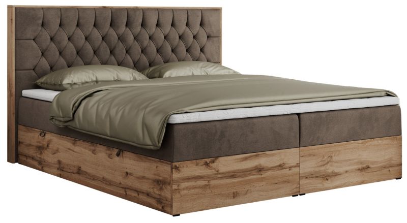 Łóżko kontynentalne MKS Meble AMORE 160x200 H4 brązowy welwet 1szt.