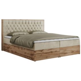 Łóżko kontynentalne MKS Meble AMORE 180x200 H4 beżowy welwet 1szt.