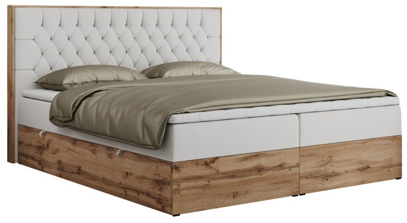 Łóżko kontynentalne MKS Meble AMORE 180x200 H4 biały ekoskóra 1szt.