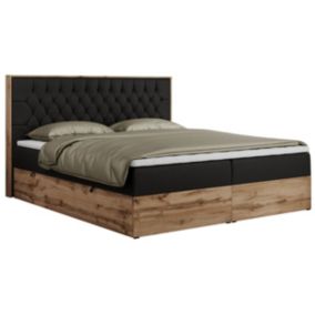 Łóżko kontynentalne MKS Meble AMORE 180x200 H4 czarny ekoskóra 1szt.