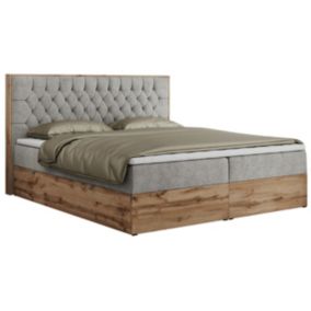 Łóżko kontynentalne MKS Meble AMORE 180x200 H4 jasnoszary struktura 1szt.