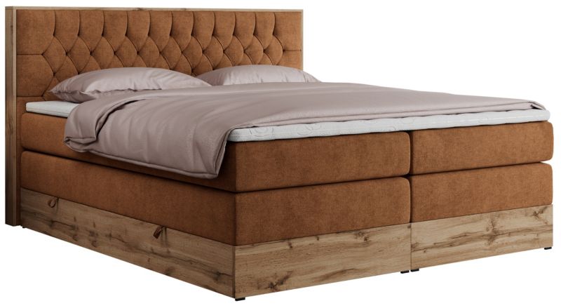 Łóżko kontynentalne MKS Meble AMORE KING 140x200 H4 pomarańczowy struktura 1szt.
