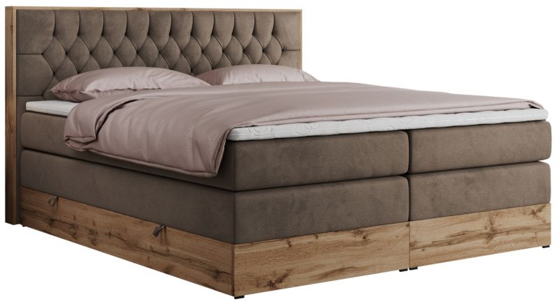 Łóżko kontynentalne MKS Meble AMORE KING 160x200 H3 brązowy welwet 1szt.