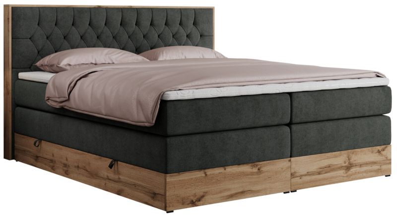 Łóżko kontynentalne MKS Meble AMORE KING 160x200 H3 ciemnoszary struktura 1szt.