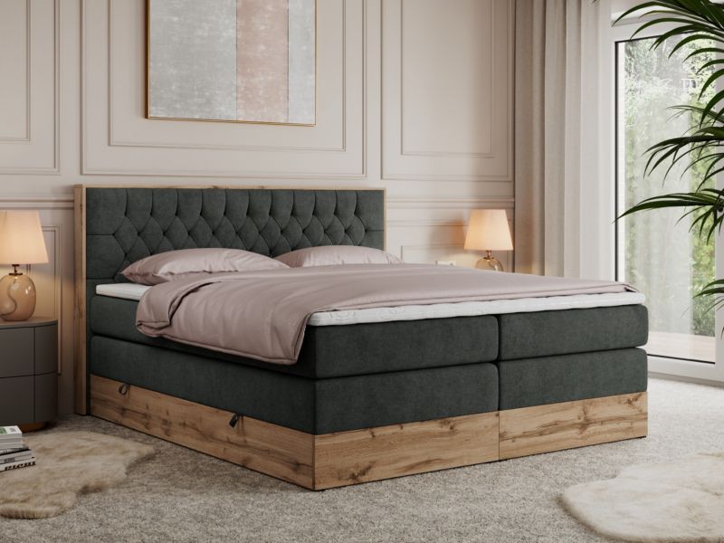 Łóżko kontynentalne MKS Meble AMORE KING 160x200 H3 ciemnoszary struktura 1szt.