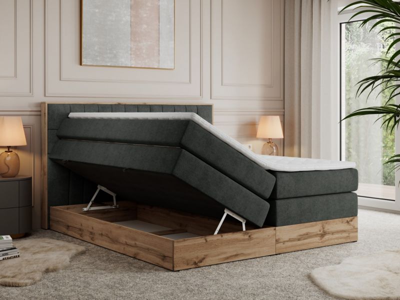 Łóżko kontynentalne MKS Meble AMORE KING 160x200 H3 ciemnoszary struktura 1szt.