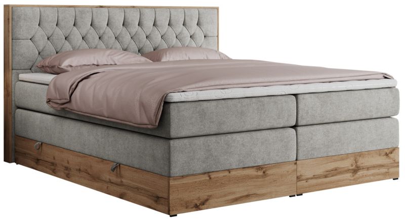 Łóżko kontynentalne MKS Meble AMORE KING 160x200 H3 jasnoszary struktura 1szt.