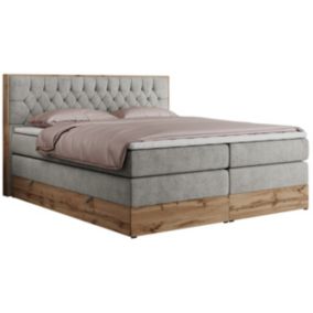 Łóżko kontynentalne MKS Meble AMORE KING 160x200 H3 jasnoszary struktura 1szt.