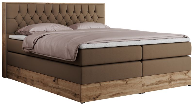 Łóżko kontynentalne MKS Meble AMORE KING 180x200 H3 brązowy ekoskóra 1szt.