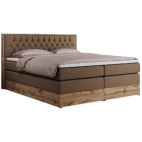 Łóżko kontynentalne MKS Meble AMORE KING 180x200 H3 brązowy ekoskóra 1szt.