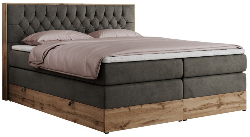 Łóżko kontynentalne MKS Meble AMORE KING 180x200 H3 ciemnoszary welwet 1szt.