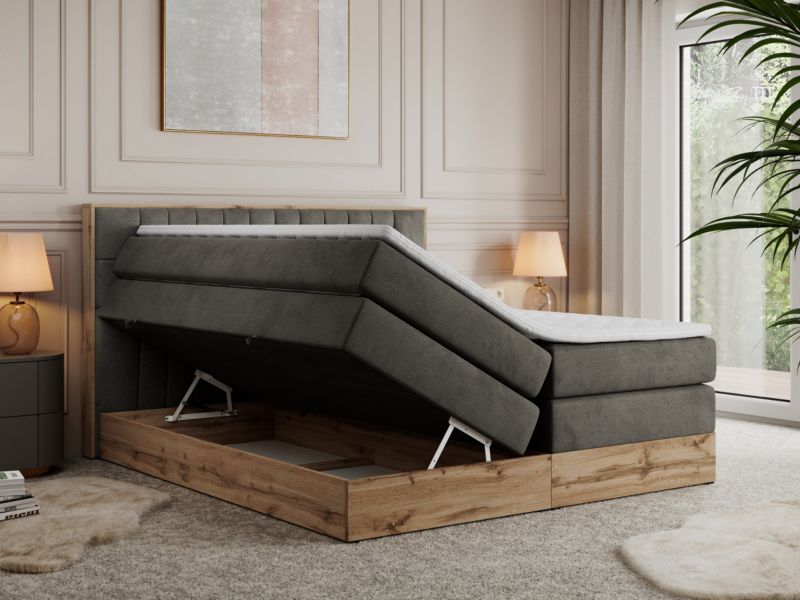 Łóżko kontynentalne MKS Meble AMORE KING 180x200 H3 ciemnoszary welwet 1szt.