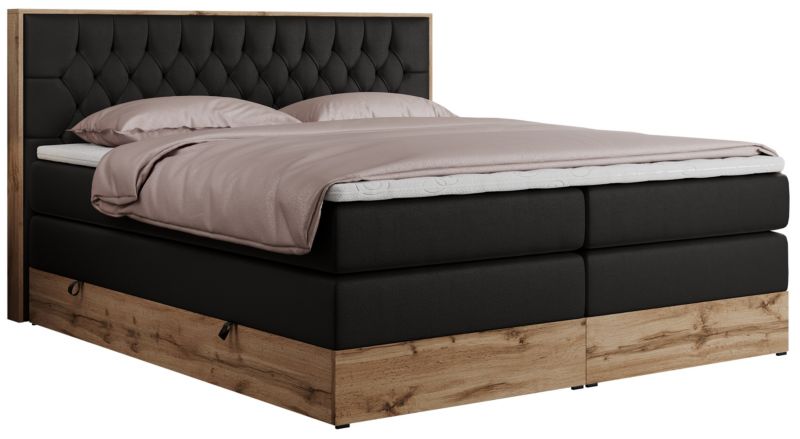 Łóżko kontynentalne MKS Meble AMORE KING 180x200 H3 czarny ekoskóra 1szt.