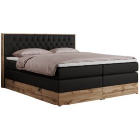 Łóżko kontynentalne MKS Meble AMORE KING 180x200 H3 czarny ekoskóra 1szt.