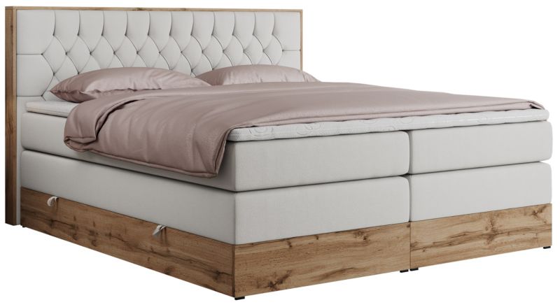 Łóżko kontynentalne MKS Meble AMORE KING 200x200 H3 biały ekoskóra 1szt.