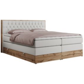Łóżko kontynentalne MKS Meble AMORE KING 200x200 H3 biały ekoskóra 1szt.