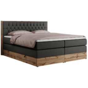 Łóżko kontynentalne MKS Meble AMORE KING 200x200 H3 ciemnoszary ekoskóra 1szt.