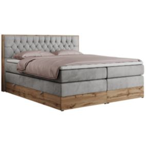 Łóżko kontynentalne MKS Meble AMORE KING 200x200 H4 jasnoszary welwet 1szt.