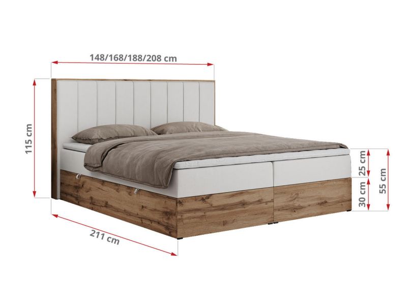 Łóżko kontynentalne MKS Meble BELLISSIMO 140x200 H3 biały ekoskóra 1szt.