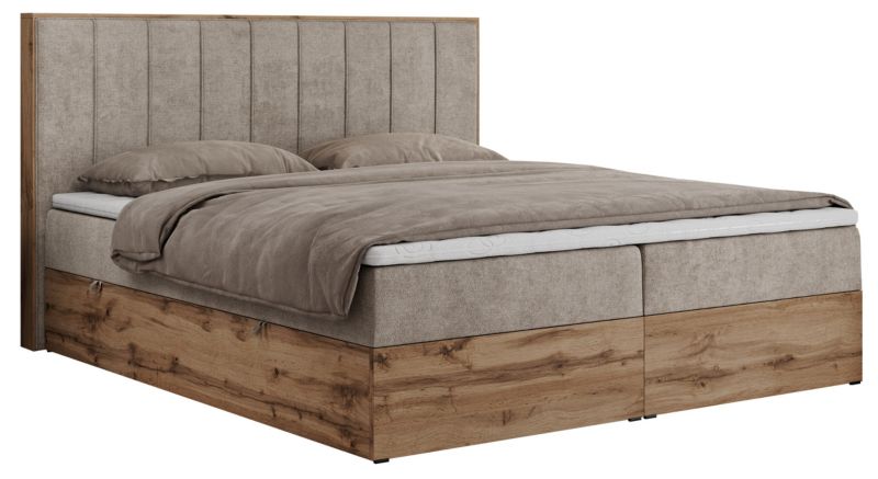 Łóżko kontynentalne MKS Meble BELLISSIMO 160x200 H3 beżowy struktura 1szt.