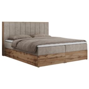Łóżko kontynentalne MKS Meble BELLISSIMO 160x200 H3 beżowy struktura 1szt.