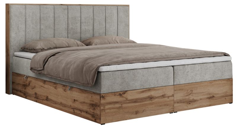 Łóżko kontynentalne MKS Meble BELLISSIMO 160x200 H3 jasnoszary struktura 1szt.