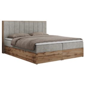 Łóżko kontynentalne MKS Meble BELLISSIMO 160x200 H3 jasnoszary struktura 1szt.