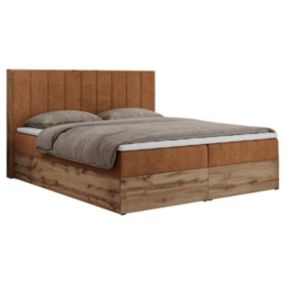 Łóżko kontynentalne MKS Meble BELLISSIMO 180x200 H3 pomarańczowy struktura 1szt.