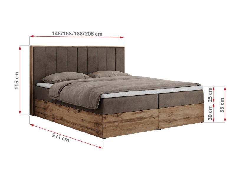 Łóżko kontynentalne MKS Meble BELLISSIMO 180x200 H4 brązowy welwet 1szt.