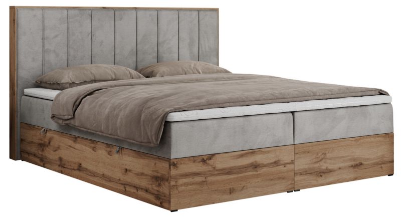 Łóżko kontynentalne MKS Meble BELLISSIMO 180x200 H4 jasnoszary welwet 1szt.