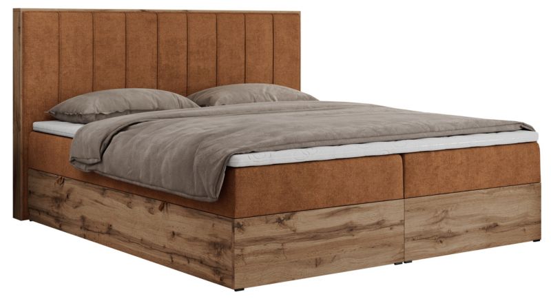 Łóżko kontynentalne MKS Meble BELLISSIMO 180x200 H4 pomarańczowy struktura 1szt.