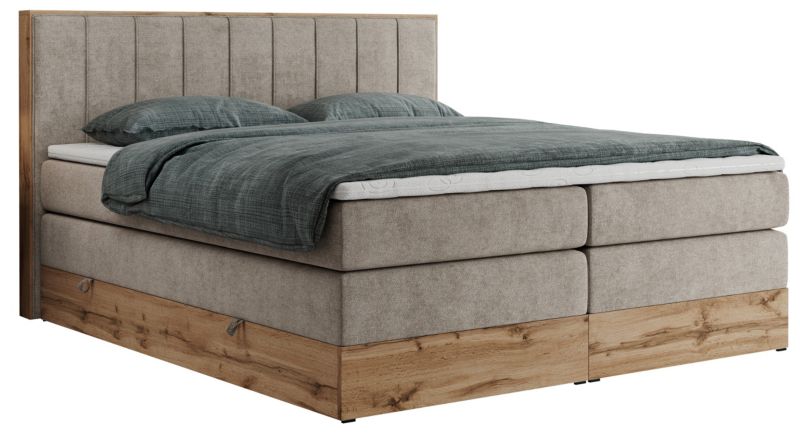 Łóżko kontynentalne MKS Meble BELLISSIMO KING 140x200 H3 beżowy struktura 1szt.