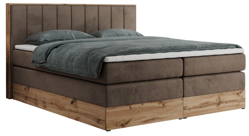 Łóżko kontynentalne MKS Meble BELLISSIMO KING 140x200 H4 brązowy welwet 1szt.