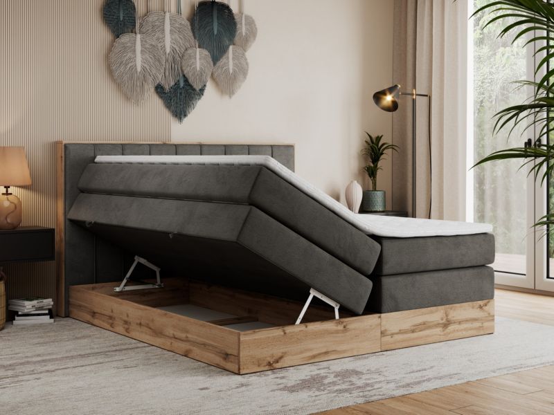 Łóżko kontynentalne MKS Meble BELLISSIMO KING 140x200 H4 ciemnoszary welwet 1szt.