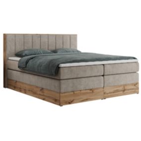 Łóżko kontynentalne MKS Meble BELLISSIMO KING 180x200 H3 beżowy struktura 1szt.