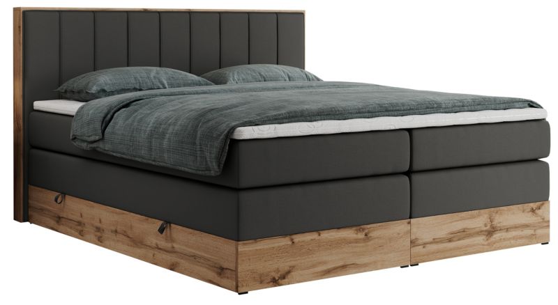 Łóżko kontynentalne MKS Meble BELLISSIMO KING 200x200 H3 ciemnoszary ekoskóra 1szt.