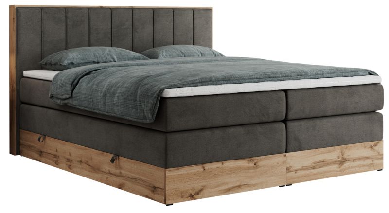 Łóżko kontynentalne MKS Meble BELLISSIMO KING 200x200 H3 ciemnoszary welwet 1szt.