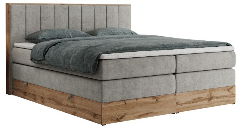 Łóżko kontynentalne MKS Meble BELLISSIMO KING 200x200 H3 jasnoszary struktura 1szt.