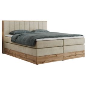 Łóżko kontynentalne MKS Meble BELLISSIMO KING 200x200 H4 beżowy welwet 1szt.