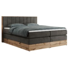 Łóżko kontynentalne MKS Meble BELLISSIMO KING 200x200 H4 ciemnoszary welwet 1szt.