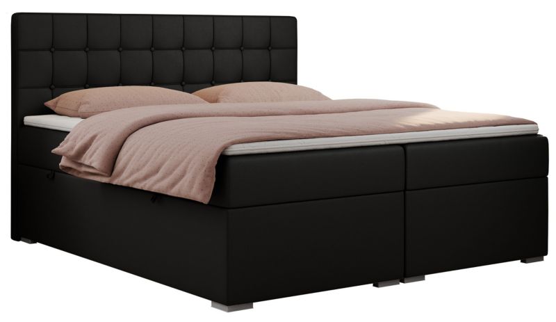 Łóżko kontynentalne MKS Meble CARMEN 140x200 H4 czarny ekoskóra 1szt.