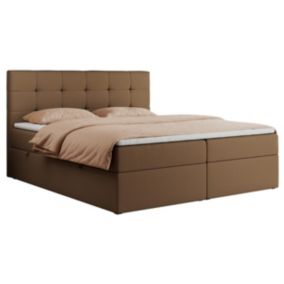 Łóżko kontynentalne MKS Meble CENTOS 180x200 H4 Brązowy ecoskóra 1szt.