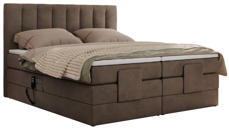 Łóżko kontynentalne MKS Meble COMFORTO 140x200 H3 Brązowy welvet 1szt